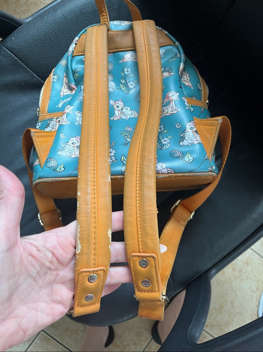Disney Loungefly Teal Bambi & Thumper Floral Mini Backpack - Picture 11 of 13